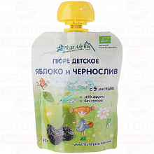 Пюре FLEUR ALPINE яблоко,чернослив с 5 месяцев, 90г